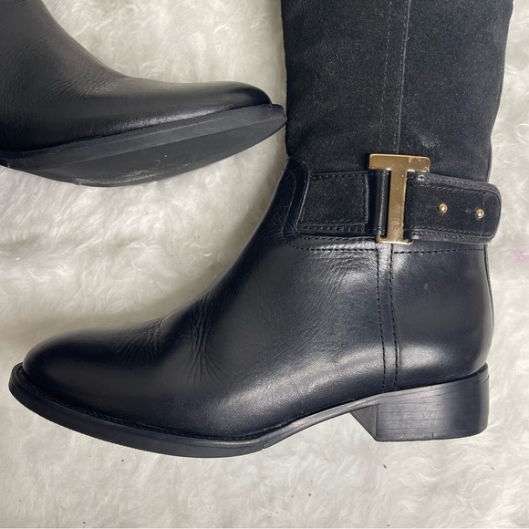 Tory Burch Riding Boots Tenley in Black Leather and Suede Size 5.5 - Picture 11 of 17